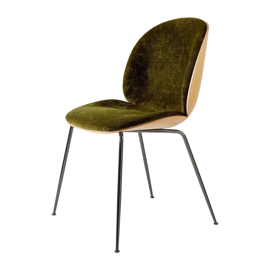 GUBI chaise rembourrée BEETLE 3D VENEER (Tissu Cat. B Glamour Group Mumble 40 - Coque en chêne, base
