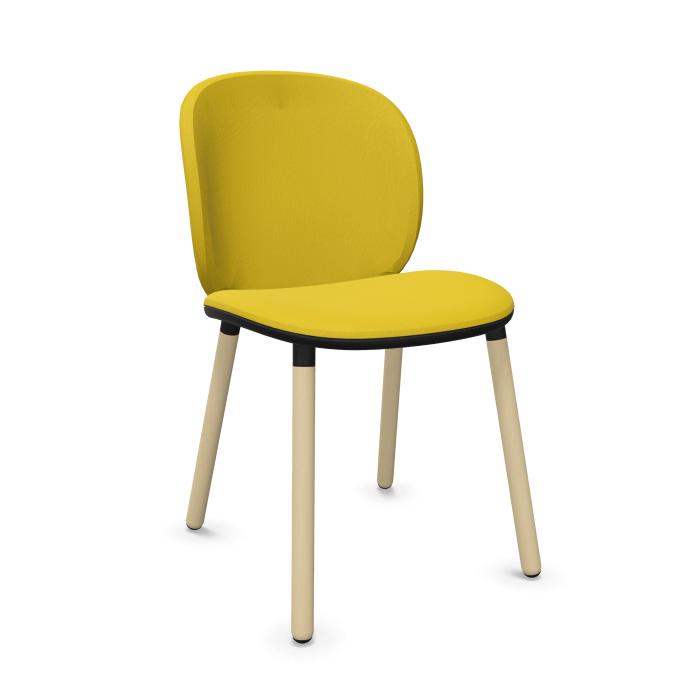 KRISTALIA chaise avec dossier petit et piètement en bois DUA (Cat. A - Cuir synthétique et bois de h