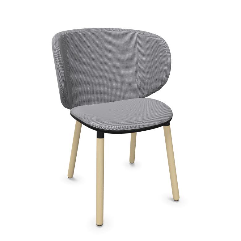 KRISTALIA chaise avec dossier grand et piètement en bois DUA (Cat. B - Tissu et bois de hêtre massif