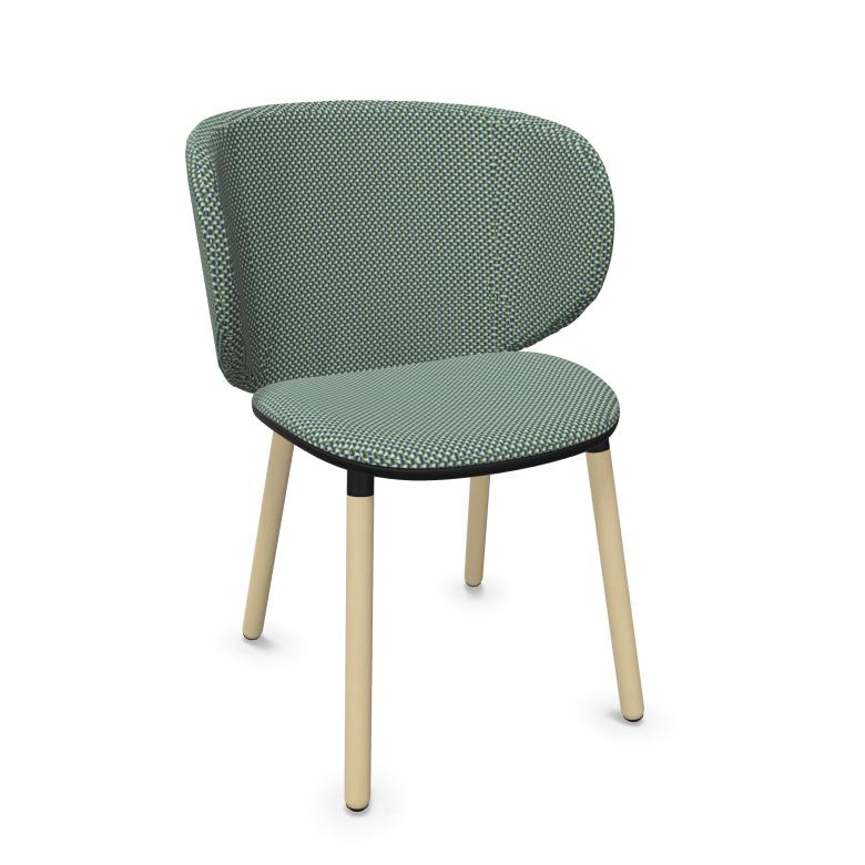 KRISTALIA chaise avec dossier grand et piètement en bois DUA (Cat. D - Tissu et bois de hêtre massif