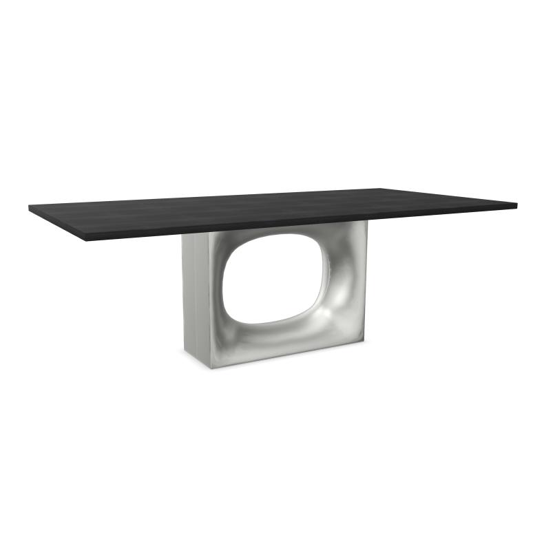 KRISTALIA table rectangulaire HOLO 220x110 cm (Chêne teinté noir avec bord peint en noir - Plateau e