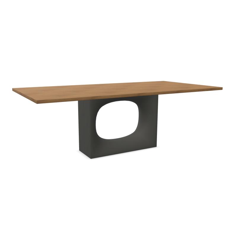 KRISTALIA table rectangulaire HOLO 220x110 cm (Noyer avec bord peint en marron - Plateau en bois et 