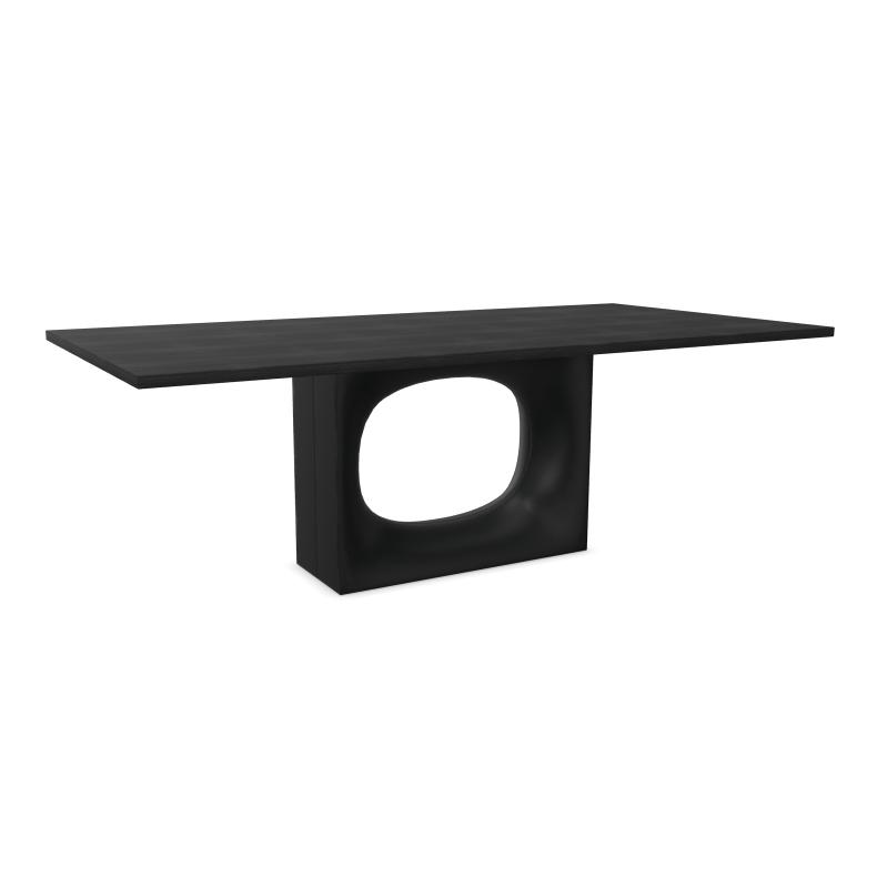 KRISTALIA table rectangulaire HOLO 220x110 cm (Chêne teinté noir avec bord peint en noir - Plateau e