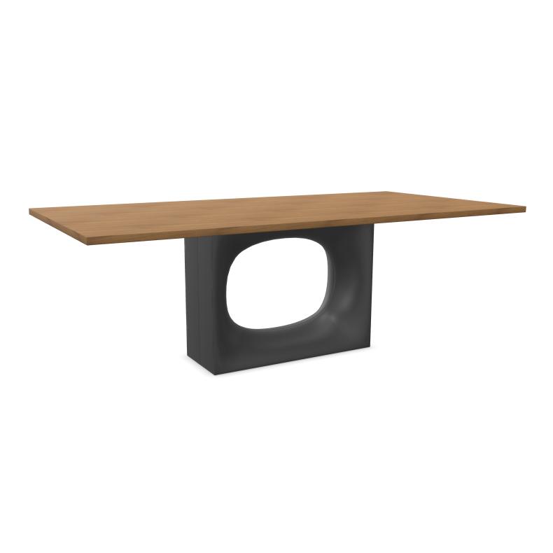 KRISTALIA table rectangulaire HOLO 220x110 cm (Noyer avec bord peint en marron - Plateau en bois et 