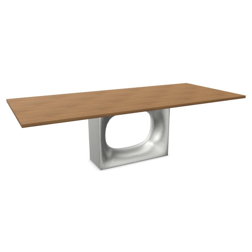 KRISTALIA table rectangulaire HOLO 250x110 cm (Noyer avec bord peint en marron - Plateau en bois et 