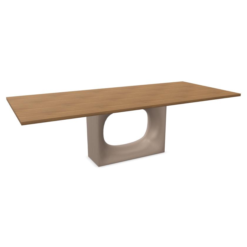 KRISTALIA table rectangulaire HOLO 250x110 cm (Noyer avec bord peint en marron - Plateau en bois et 