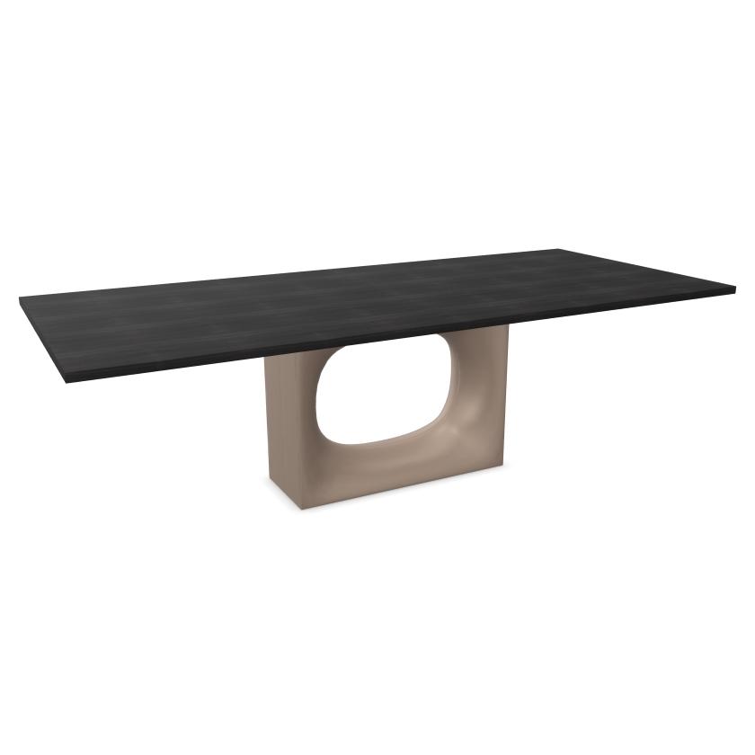 KRISTALIA table rectangulaire HOLO 250x110 cm (Chêne teinté noir avec bord peint en noir - Plateau e