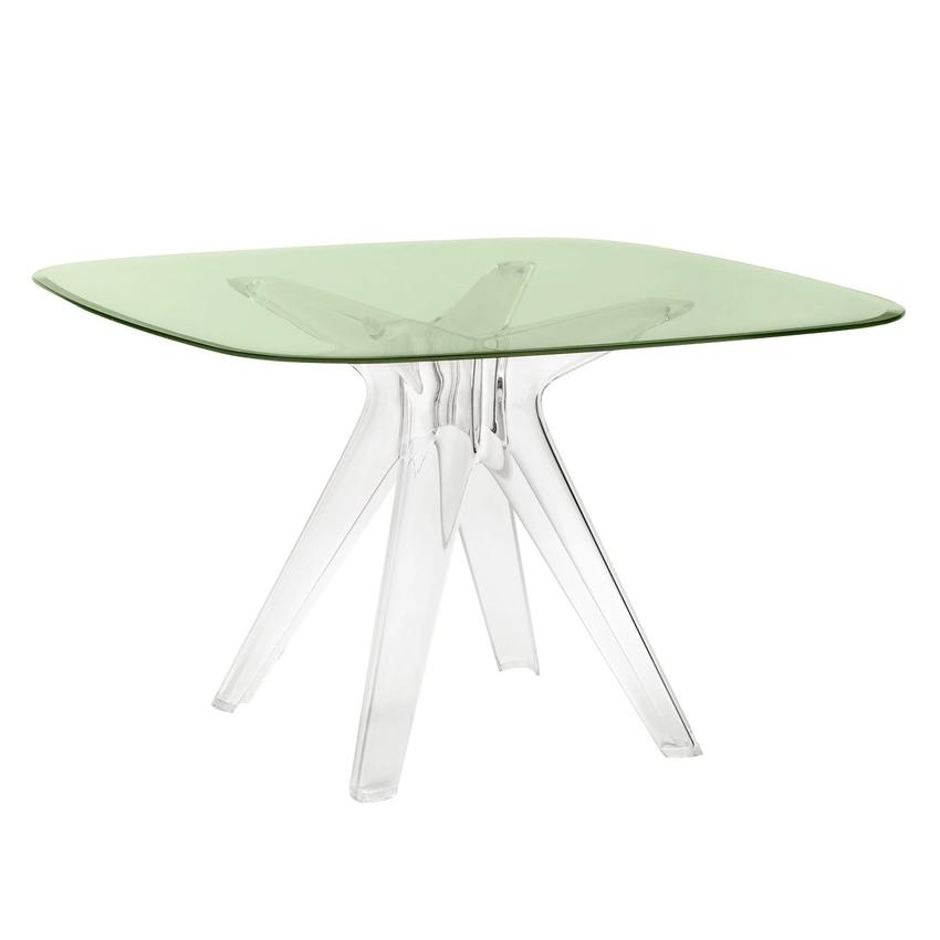 KARTELL table SIR GIO avec plateau carré (Vert / Transparent - Base en technoploymère et plateau en 