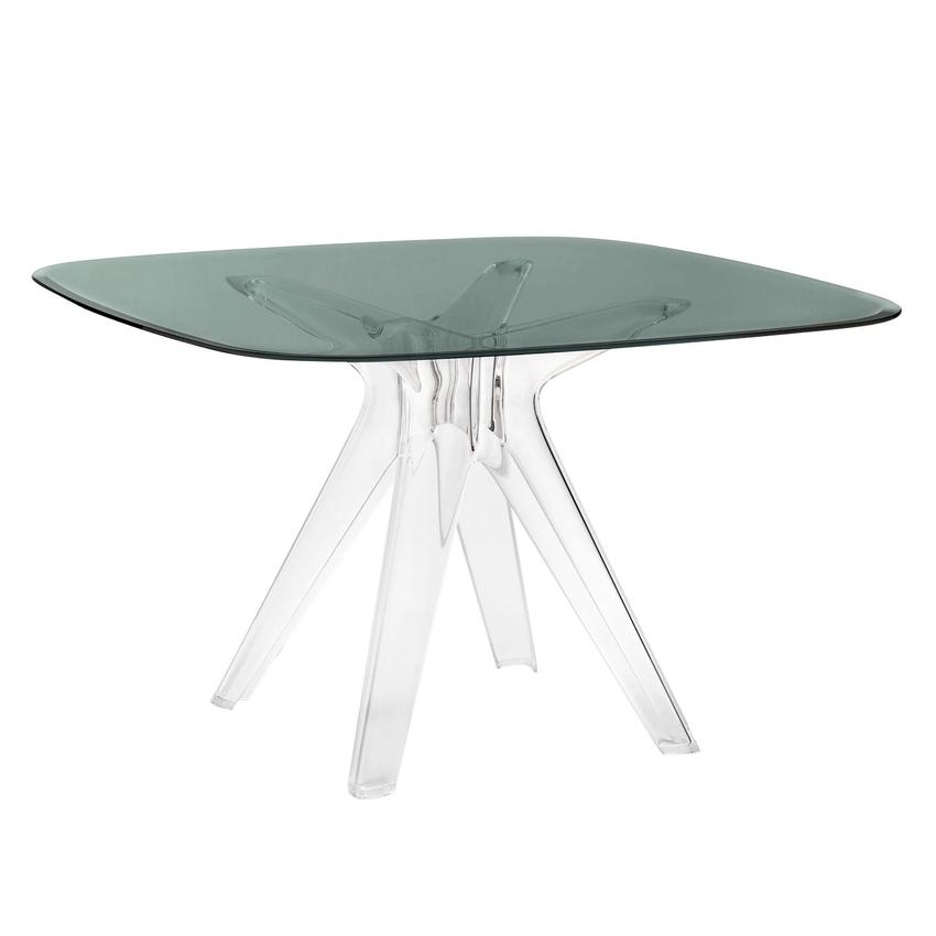 KARTELL table SIR GIO avec plateau carré (Fumé / Transparent - Base en technoploymère et plateau en 