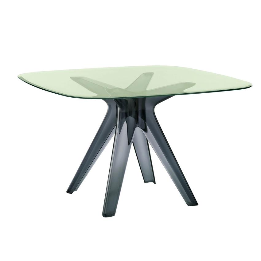 KARTELL table SIR GIO avec plateau carré (Vert / Fumé - Base en technoploymère et plateau en cristal