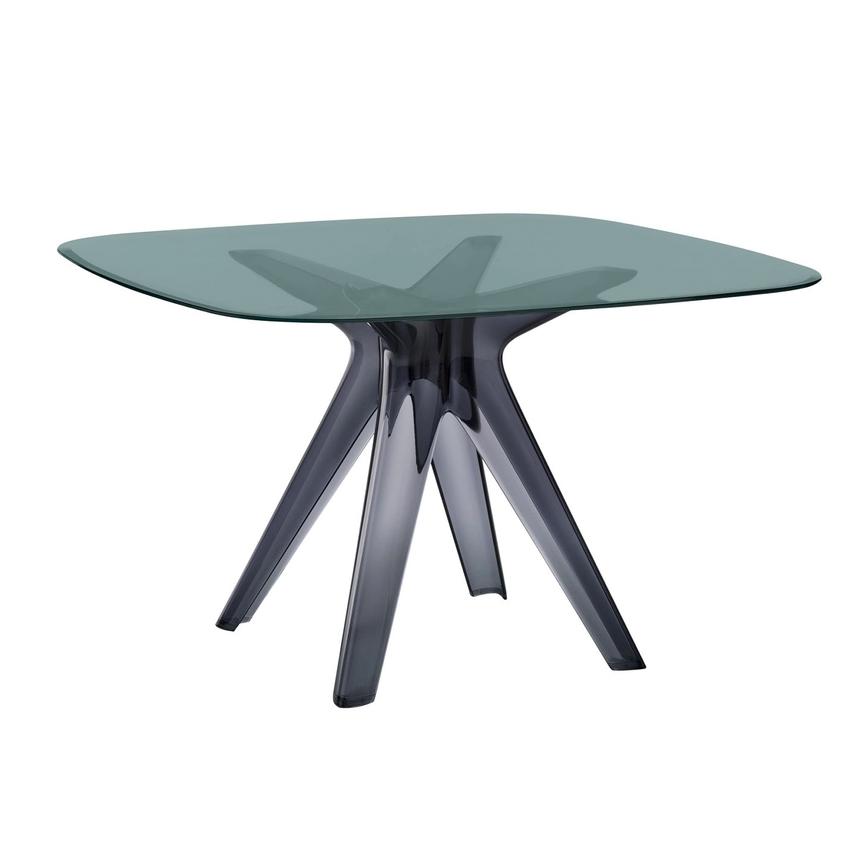 KARTELL table SIR GIO avec plateau carré (Fumé / Fumé - Base en technoploymère et plateau en cristal
