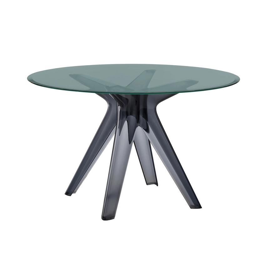 KARTELL table SIR GIO avec plateau rond (Fumé / Fumé - Base en technoploymère et plateau en cristal 