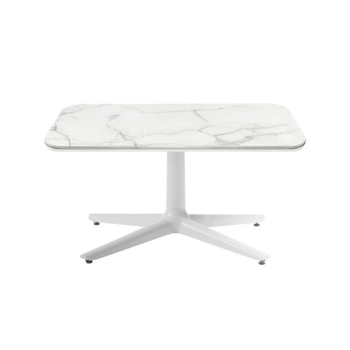 KARTELL table basse MULTIPLO LOW avec plateau carré (Blanc - Aluminium moulé et plateau en céramique