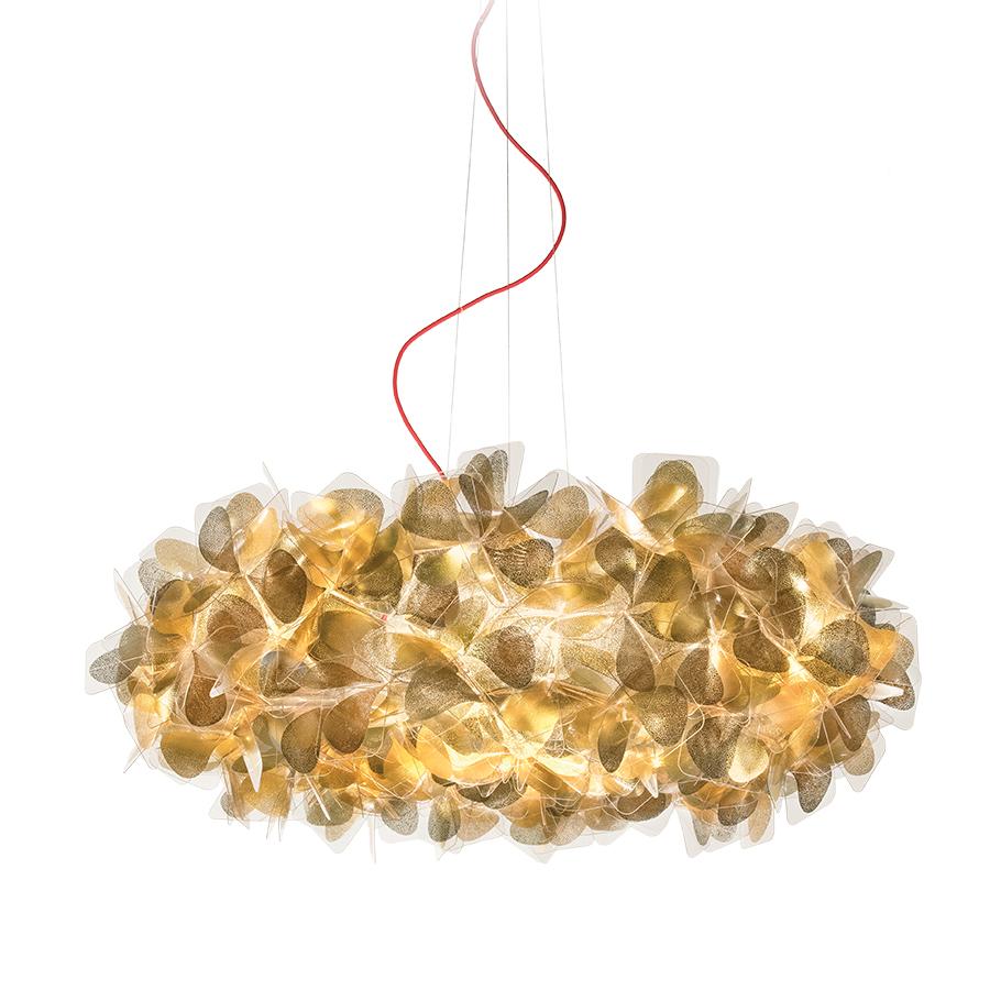 SLAMP lampe à suspension CLIZIA LARGE MAMA NON MAMA GOLD (Câble Rouge - Cristalflex®)