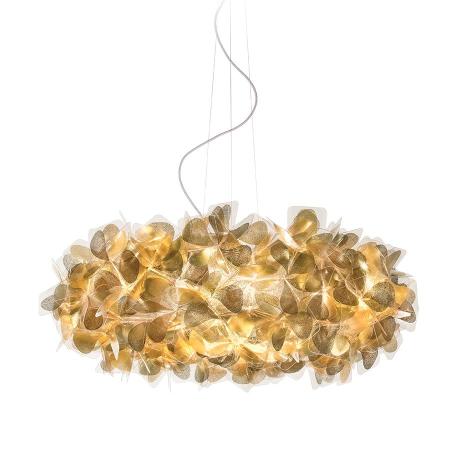 SLAMP lampe à suspension CLIZIA LARGE MAMA NON MAMA GOLD (Câble transparent - Cristalflex®)