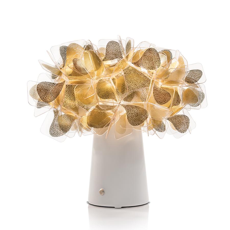 SLAMP lampe de table CLIZIA BATTERY POWERED MAMA NON MAMA GOLD (Base blanche - Lentiflex® & Cristalf