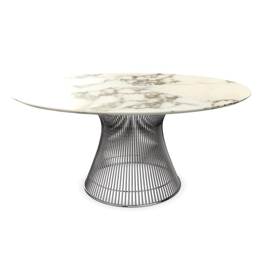 KNOLL table ronde PLATNER Ø 152 cm (Nickel / Arabescato - Métal / marbre)