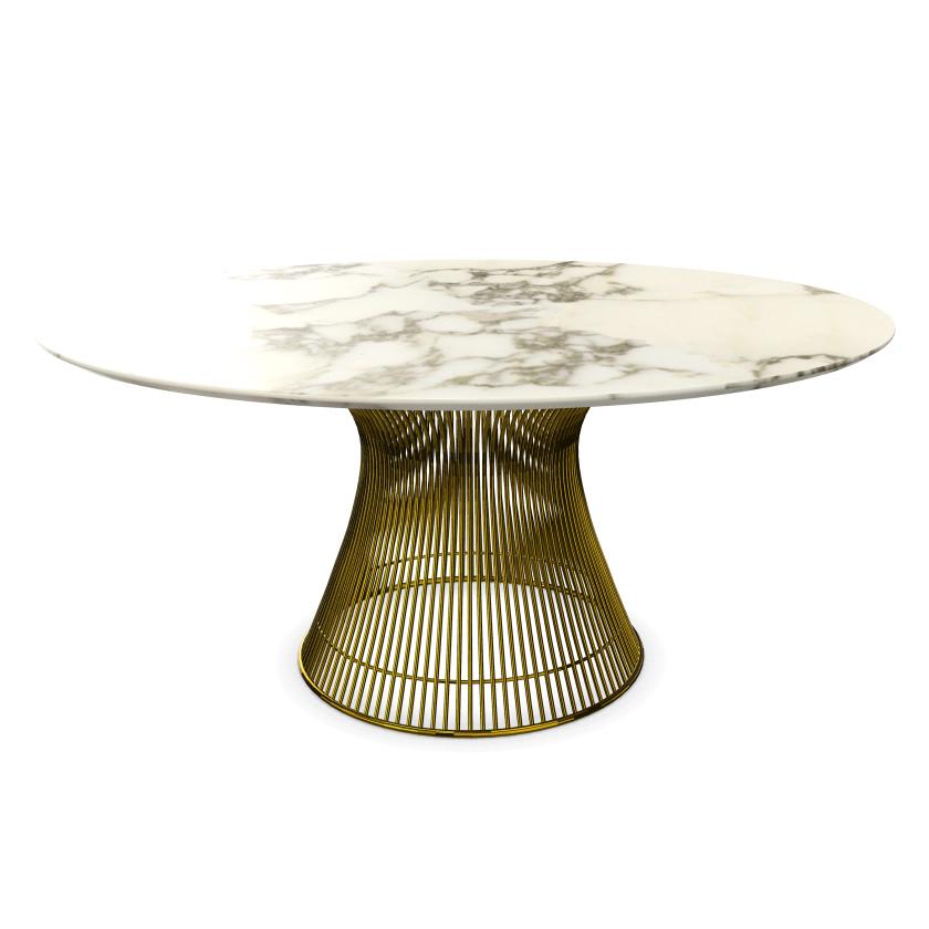 KNOLL table ronde PLATNER Ø 152 cm (Or 18k / Arabescato - Métal / marbre)