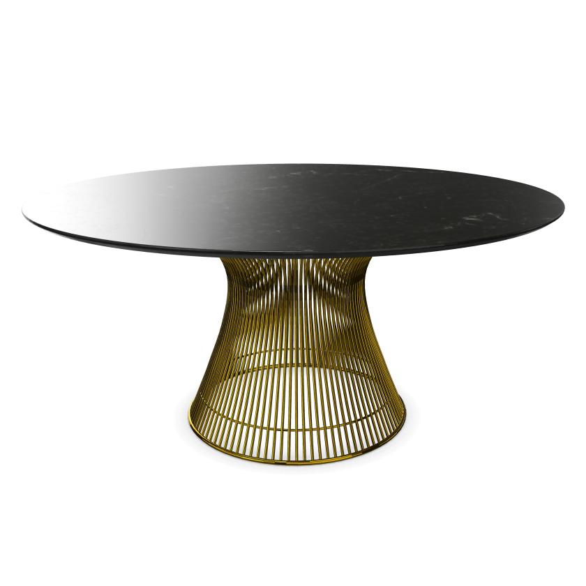 KNOLL table ronde PLATNER Ø 152 cm (Or 18k / Noir Marquina - Métal / marbre)