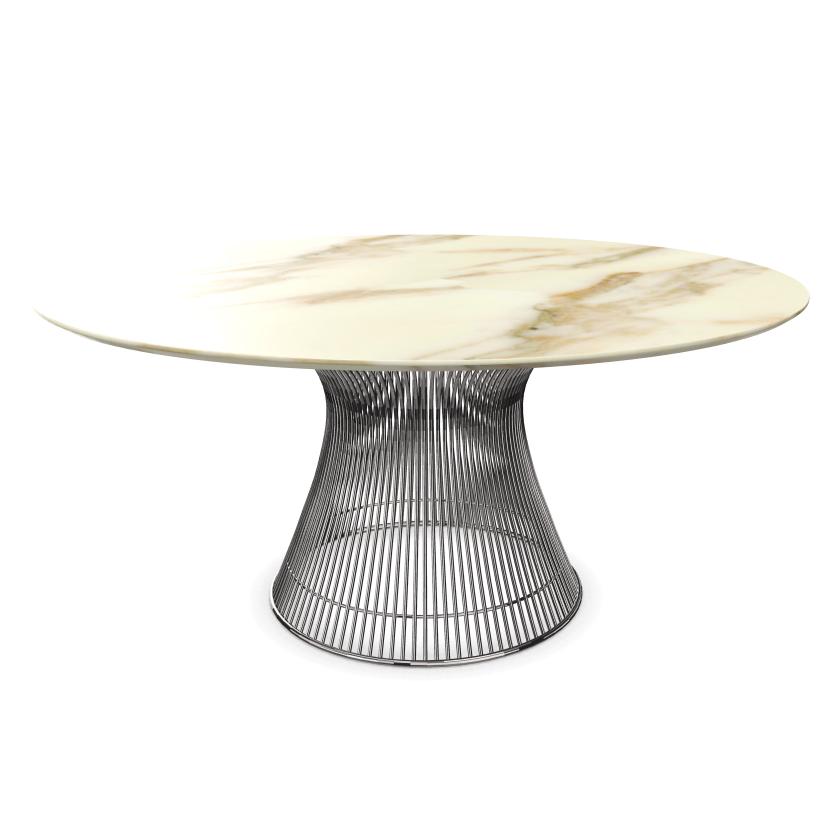 KNOLL table ronde PLATNER Ø 152 cm (Nickel / Calacatta - Métal / marbre)