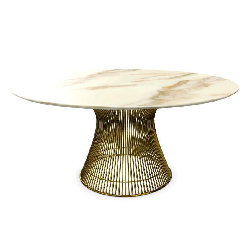 KNOLL table ronde PLATNER Ø 152 cm (Or 18k / Calacatta - Métal / marbre)