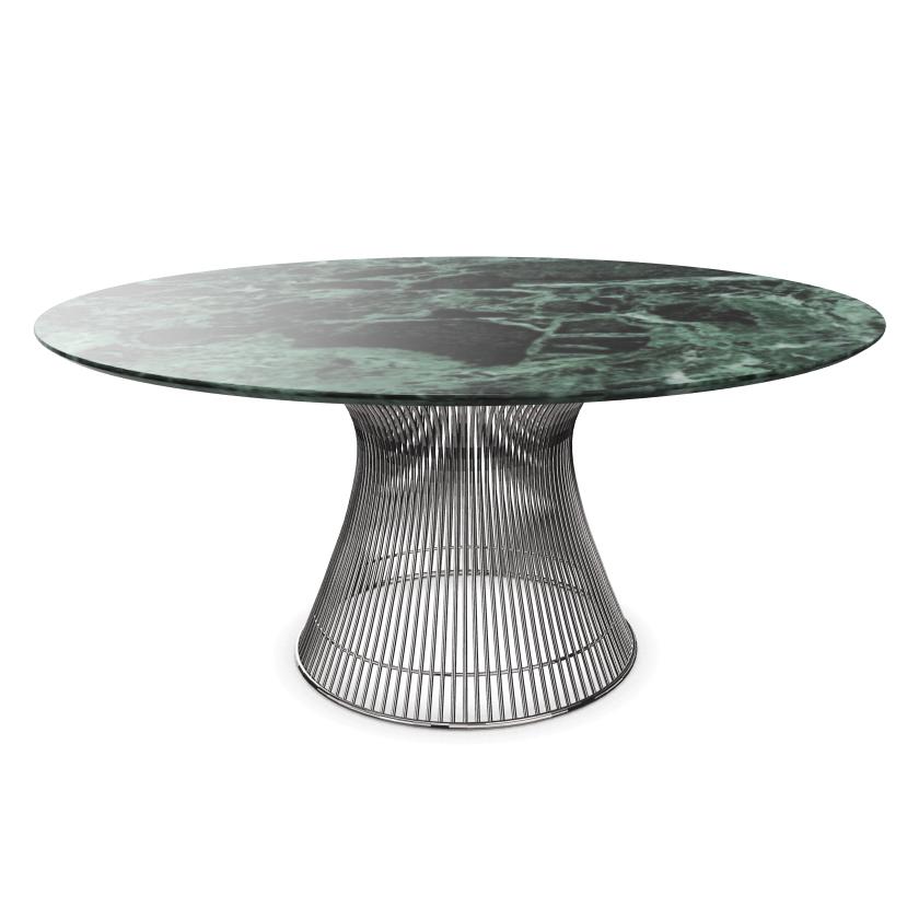 KNOLL table ronde PLATNER Ø 152 cm (Nickel / Vert Alpi - Métal / marbre)