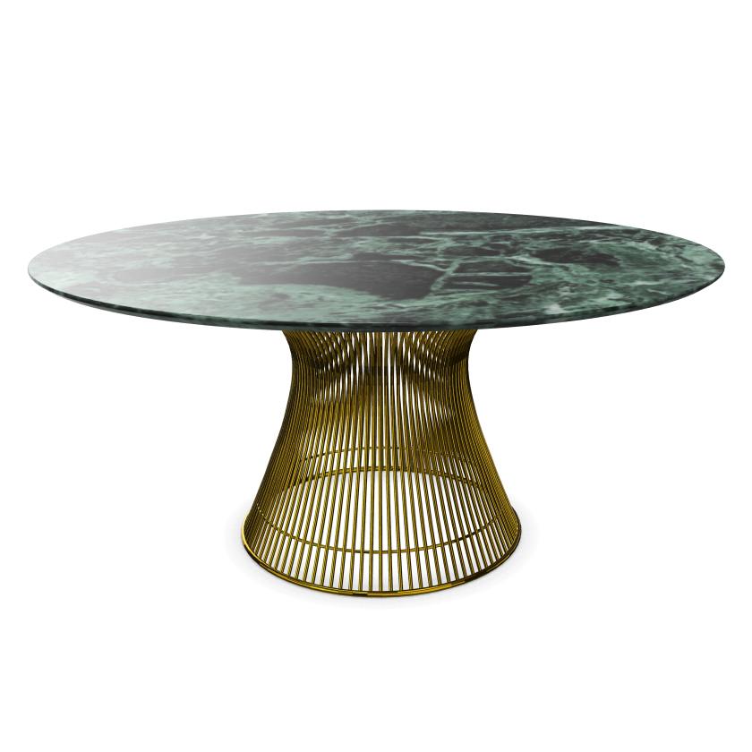 KNOLL table ronde PLATNER Ø 152 cm (Or 18k / Vert Alpi - Métal / marbre)
