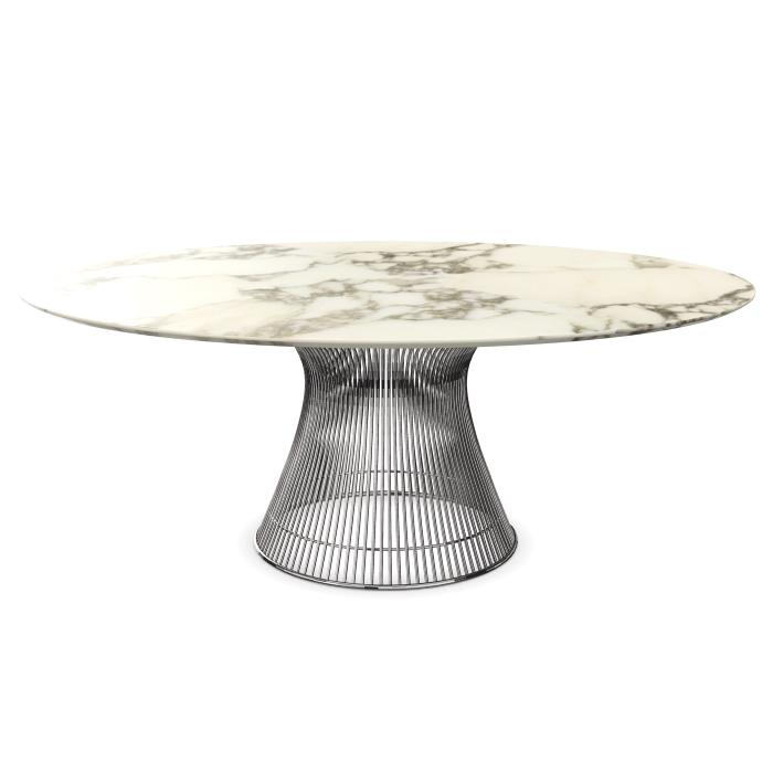 KNOLL table ronde PLATNER Ø 180 cm (Nickel / Arabescato - Métal / marbre)