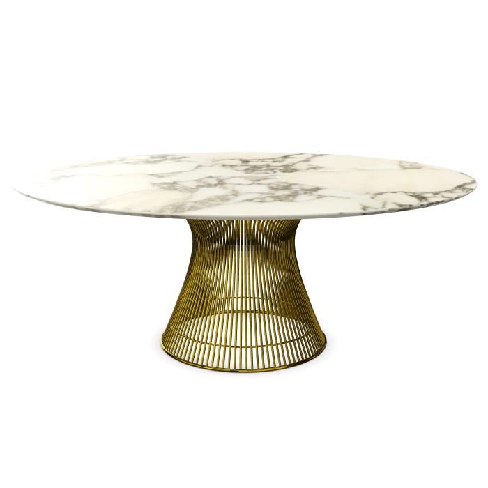 KNOLL table ronde PLATNER Ø 180 cm (Or 18k / Arabescato - Métal / marbre)