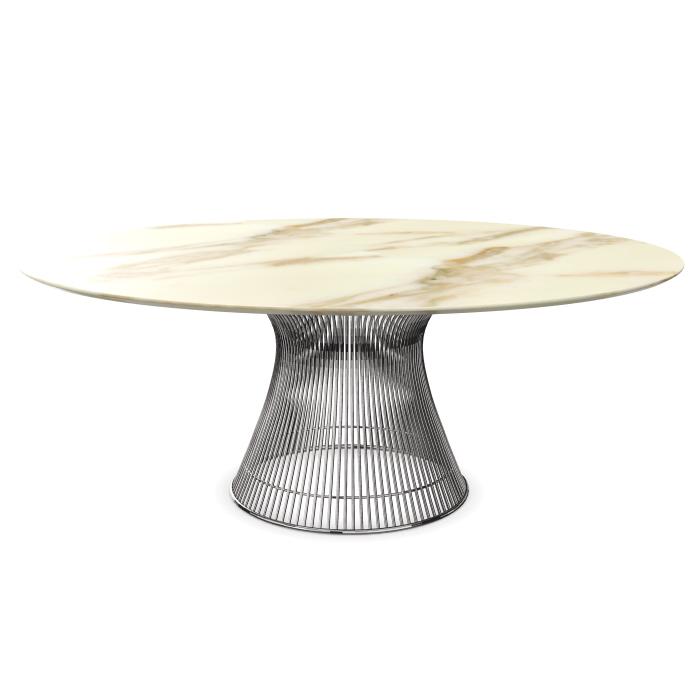 KNOLL table ronde PLATNER Ø 180 cm (Nickel / Calacatta - Métal / marbre)