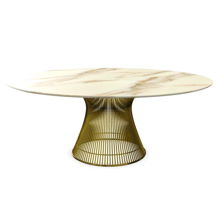 KNOLL table ronde PLATNER Ø 180 cm (Or 18k / Calacatta - Métal / marbre)