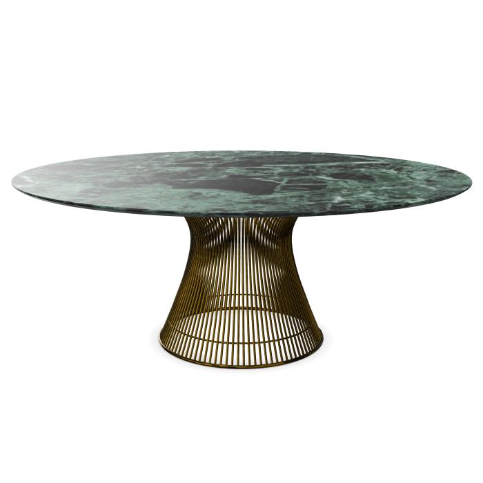 KNOLL table ronde PLATNER Ø 180 cm (Bronze / Vert Alpi - Métal / marbre)