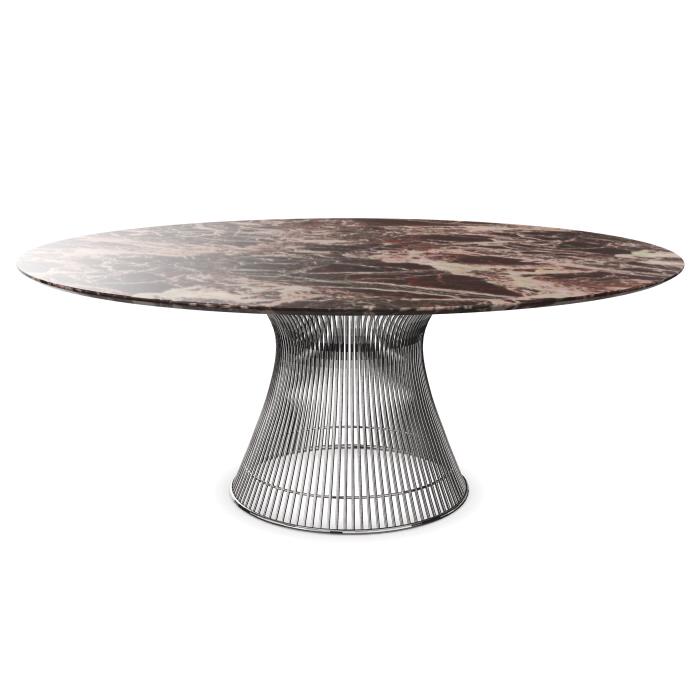 KNOLL table ronde PLATNER Ø 180 cm (Nickel / Rouge Rubis - Métal / marbre)