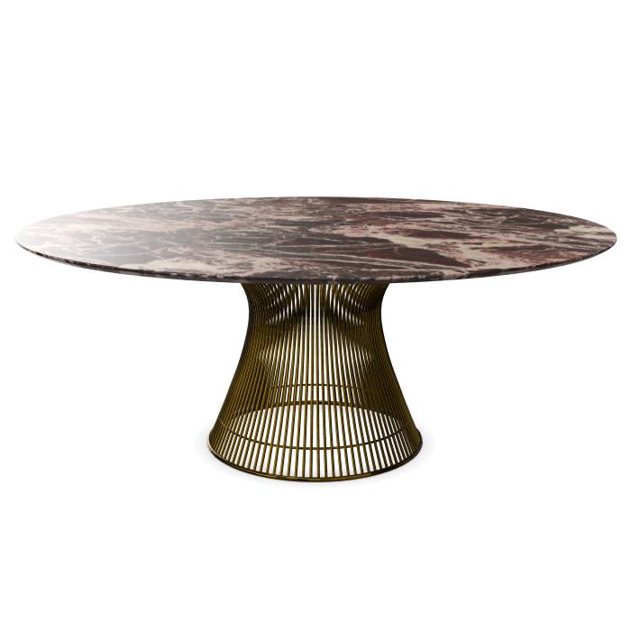 KNOLL table ronde PLATNER Ø 180 cm (Bronze / Rouge Rubis - Métal / marbre)