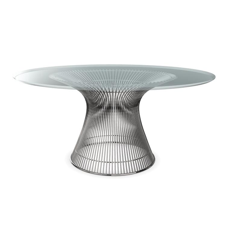 KNOLL table ronde PLATNER Ø 152 cm (Nickel / Transparent - Métal / Cristal)