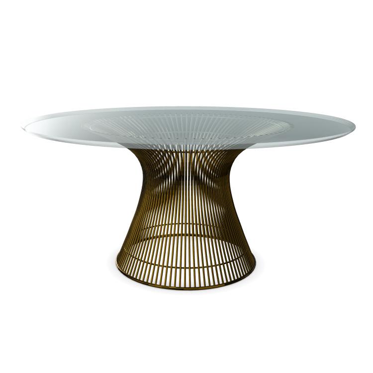 KNOLL table ronde PLATNER Ø 152 cm (Bronze / Transparent - Métal / Cristal)
