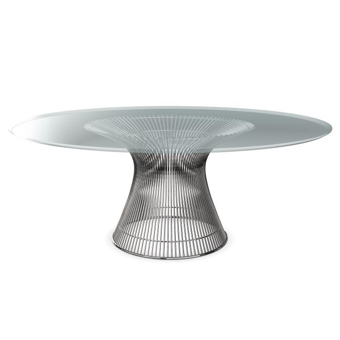 KNOLL table ronde PLATNER Ø 180 cm (Nickel / Transparent - Métal / Cristal)