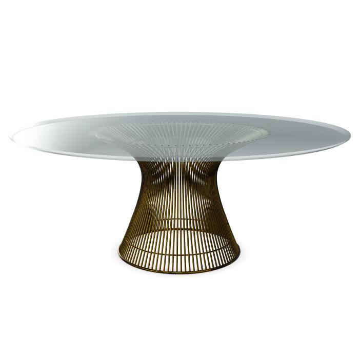 KNOLL table ronde PLATNER Ø 180 cm (Bronze / Transparent - Métal / Cristal)