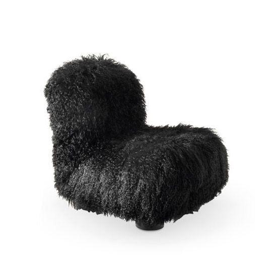 ARFLEX fauteuil bas BOTOLO version fourrure (Noir - Métal laqué noir et fourrure)