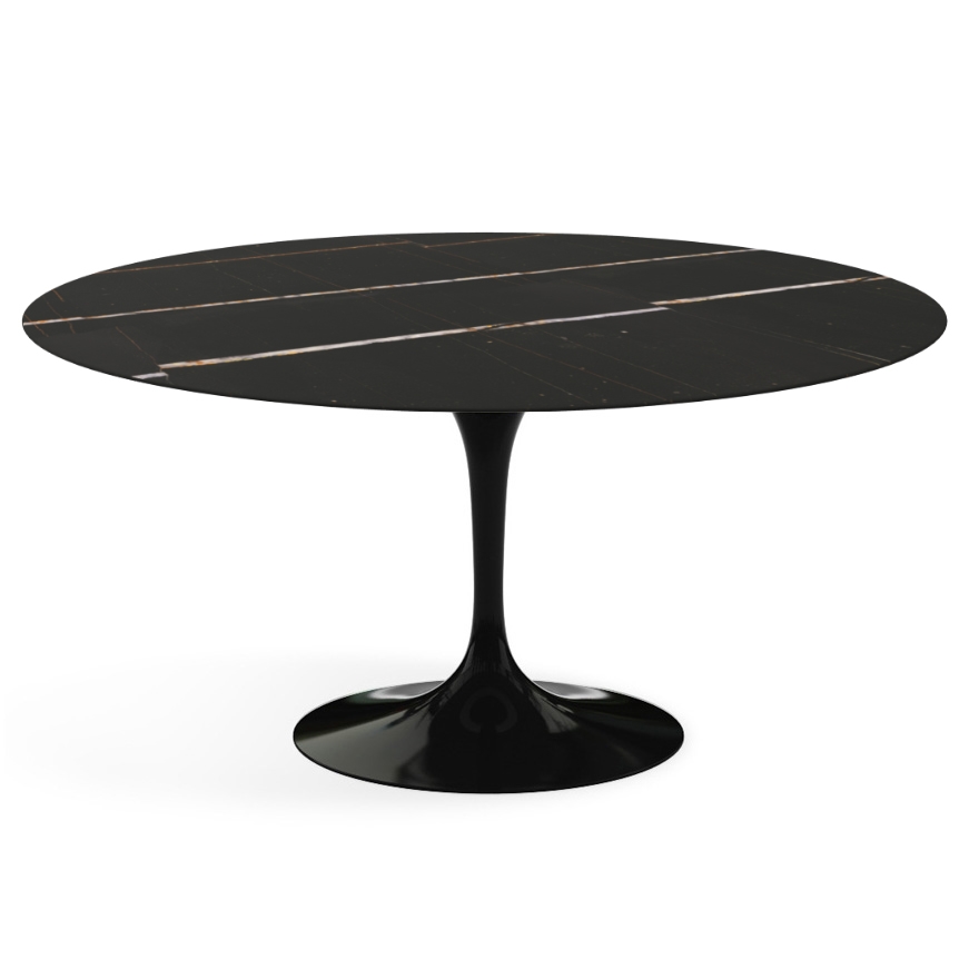 KNOLL table ronde TULIP Ø 152 cm collection Eero Saarinen (Base noire / plateau Sahara Noir satiné -