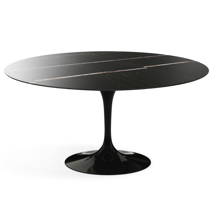 KNOLL table ronde TULIP Ø 152 cm collection Eero Saarinen (Base nera / piano Sahara Noir - marbre et