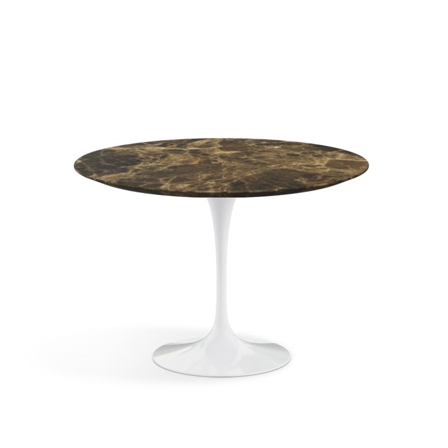 KNOLL table ronde TULIP Ø 107 cm collection Eero Saarinen (Base bianca / piano Brown Emperador satin