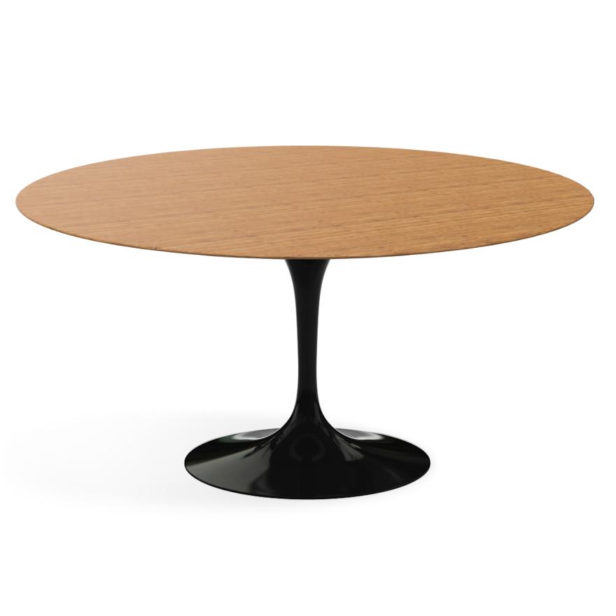 KNOLL table ronde TULIP Ø 152 cm collection Eero Saarinen (Base noire / plateau en teak - Bois et al