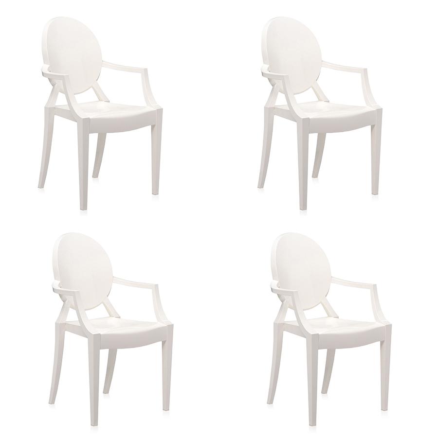 KARTELL set de 4 chaises LOUIS GHOST (Blanc brillant - Polycarbonate 2.0 à partir de matière premièr