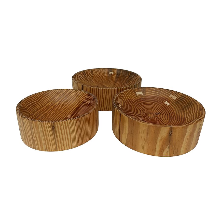ETHNICRAFT set of 3 bowls NATURAL PINE