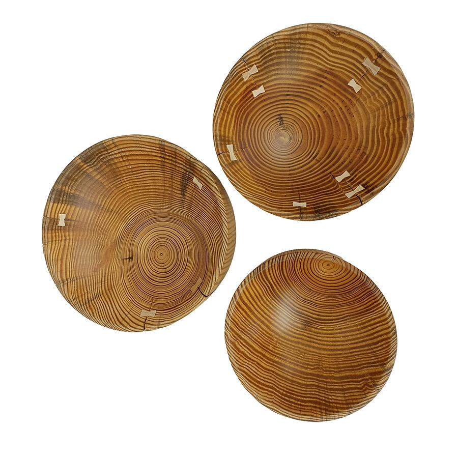ETHNICRAFT set of 3 bowls NATURAL PINE