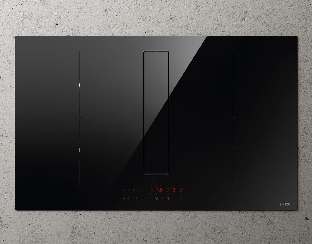 ELICA induction hob with recycling hood NIKOLATESLA FIT XL and KIT0167757 for plinth-out outlet
