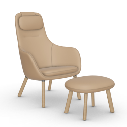 VITRA armchair with loose seat cushion HAL LOUNGE CHAIR & OTTOMAN in Premium Leather