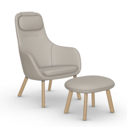 VITRA armchair with loose seat cushion HAL LOUNGE CHAIR & OTTOMAN in Premium Leather