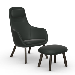VITRA armchair with loose seat cushion HAL LOUNGE CHAIR & OTTOMAN in Premium Leather